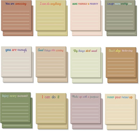 Yinder 24 Pcs Inspirational Sticky Notes Thank You Gift Motivational Sticky Note Pad Employee Appreciation Gift Bulk for Staff Coworker Teacher Nurse Office Groups 3 x 3'' (Inspirational,Boho)