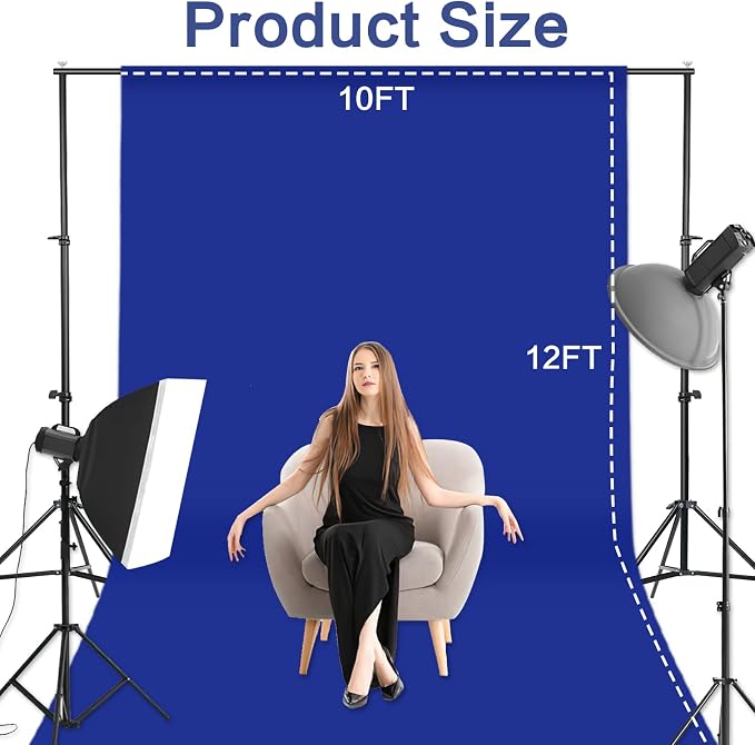GFCC 10x12FT Royal Blue Backdrop Background Blue Photo Background Photography Backdrop for Photoshoot Screen for Video Recording Picture