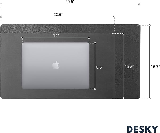 Desky Leather Desk Mat - PU Leather Desk Pad with Anti-Slip Base - Medium