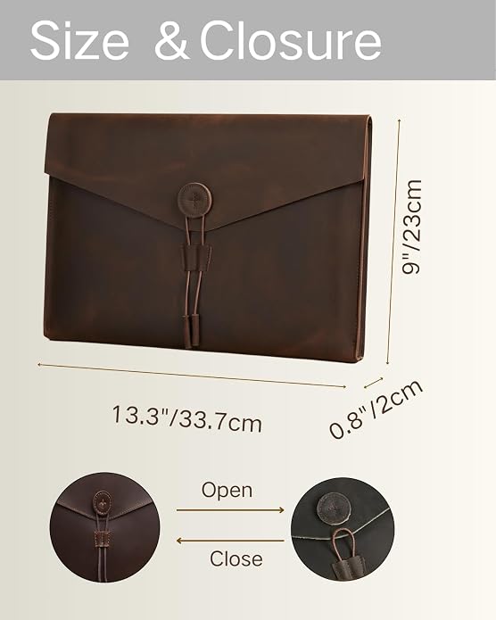 Carrier Bag Case Genuine Leather Portfolio Folder Document Organizer Laptop & Tablet,Folio Case for Men & Women