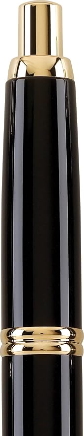 PILOT Vanishing Point Collection Refillable & Retractable Fountain Pen, Black Barrel with Gold Accents, Blue Ink, Medium Nib (60265)
