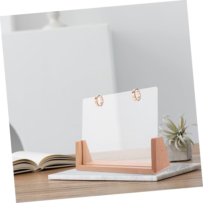 Veemoon 1 Set Sturdy Desk Calendar Holder Base with Acrylic Ring Versatile Flip Calendar Display for Office Home Decor Quick Setup for Photos Notes
