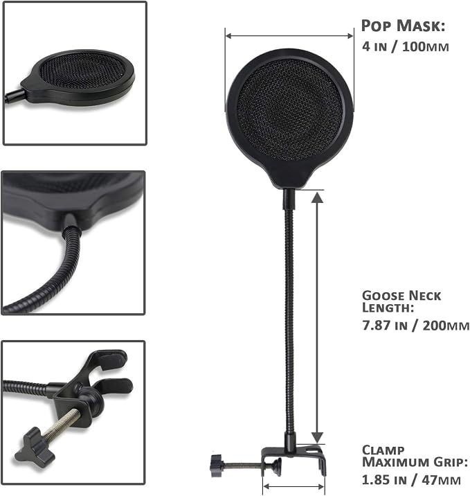 QuadCast Pop Filter - Metal Windscreen for HyperX QuadCast Microphone (4 Inch 3 Layers), Professional Mic Pop Screen by YOUSHARES