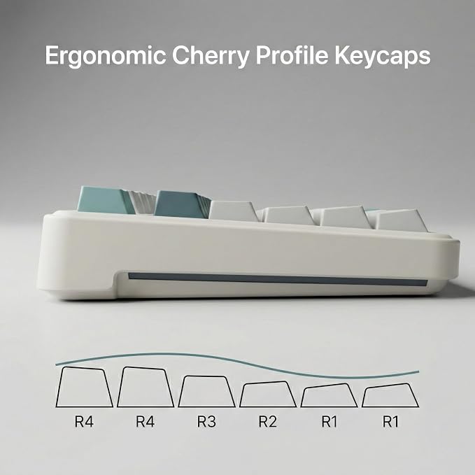126 Keys PBT Double Shot Keycaps, Grey Blue Minimalist Keycap Set, Slate Cyan Cherry Profile Keycaps for Mechanical Keyboard 60% 65% 75% 100% Cherry MX Switches