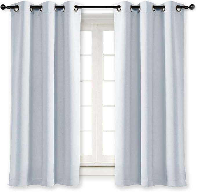 NICETOWN Room Darkening Window Treatment Curtain Energy Smart Thermal Insulated Block Out Sunlight Shade & Blind for Bedroom with Grommet Ring Top (Cloud Grey, 1 Panel, 42 by 63)