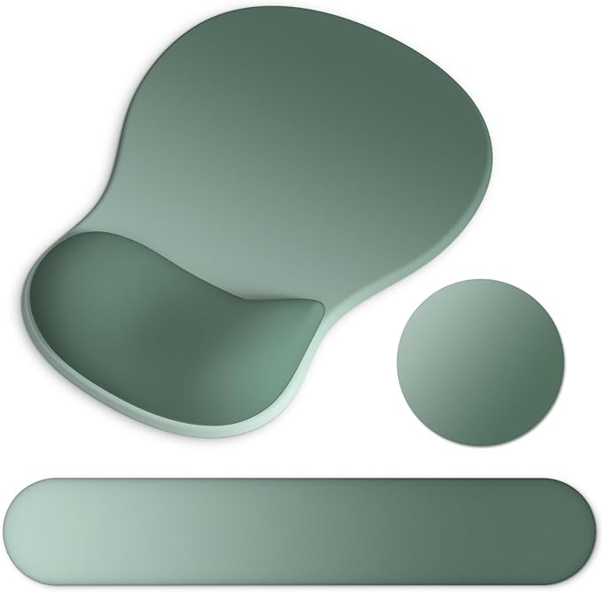 Ergonomic Mouse Pad with Wrist Rest and Keyboard Wrist Rest, Gel Mousepad and Wrist Rest for Computer Keyboard, Pain Relief, Non-Slip PU Base, Mouse Pad with Wrist Support for Gaming, Sage Green