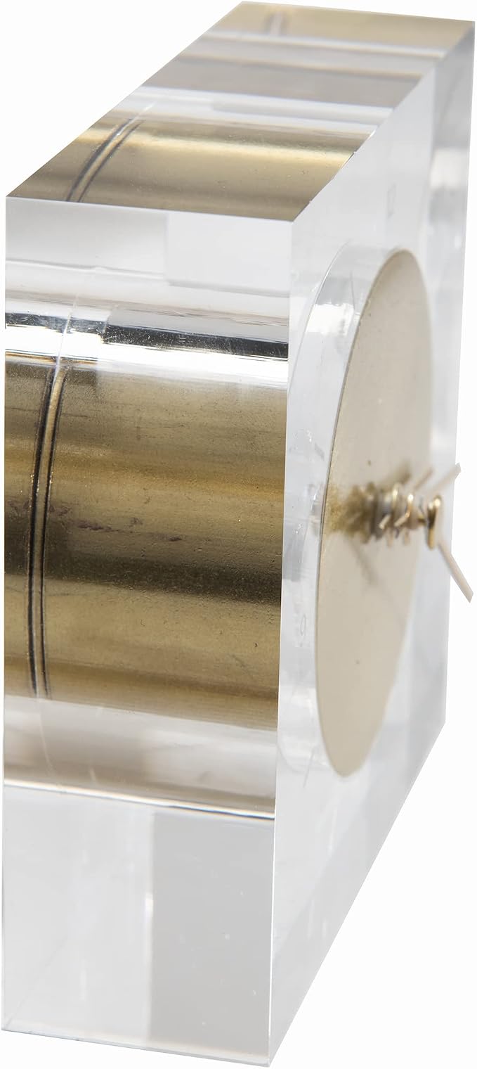 russell+hazel Acrylic & Gold Desk Clock, Clear | Keeps time with upscale style on a desk or shelf. A clear acrylic clock with an etched face & gold-toned brass accents.