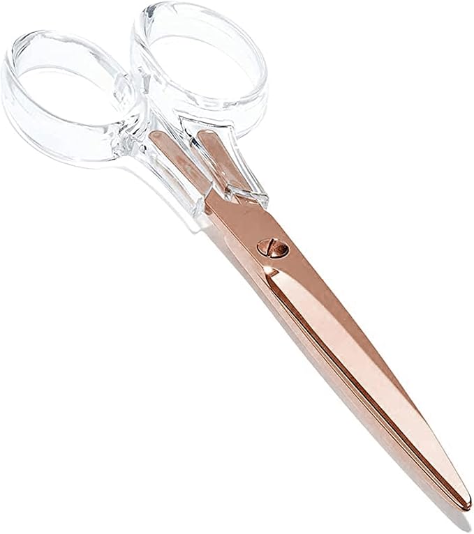 3-Piece Acrylic Desk Set, Clear with Rose Gold Metal | Ruler, scissors, and staple remover set, Functional and elegant desk accessories, Stationery tools for office, and school