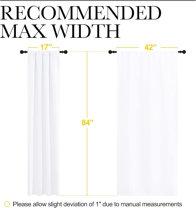 NICETOWN Kitchen Window Curtain Panels - Not Blackout Window Treatment Rod Pocket Curtains/Drapes for Bedroom (2 Panels, 42 by 84, White)