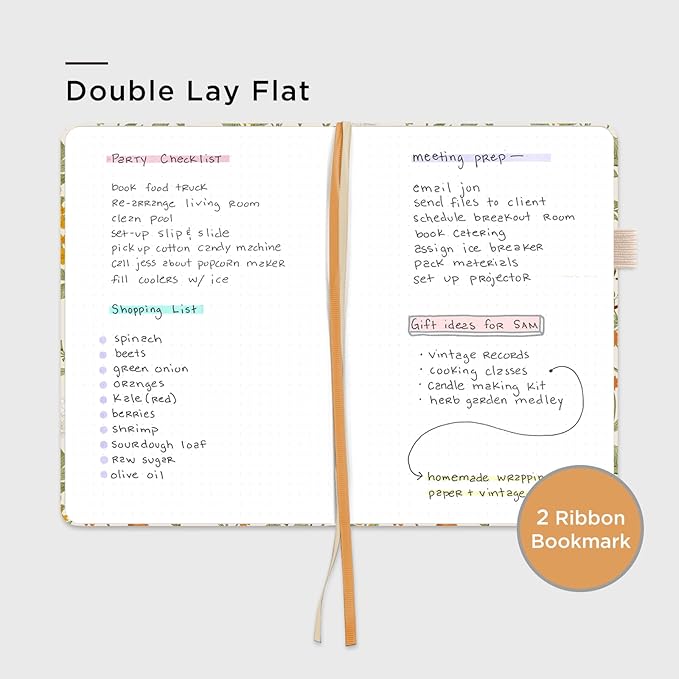 &And Per Se Dotted Journal Notebook, A5 Hardcover Aesthetic Dotted Notebook – 160 Pages 100gsm Thick Dot Grid Paper, 3 Sticker Sheets – Gift-Ready Journaling Kit for Women (Botanical Floral)