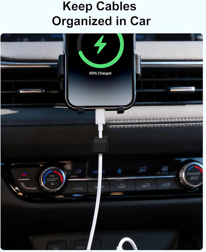 Art3d 8 Pack Magnetic Cable Clips, Black Cable Management Accessories, Cord Smooth Adjustable & Adhesive Backing Cord Organizer for Office Home Organization, Desk, Wall, Nightstand, Phone, Car