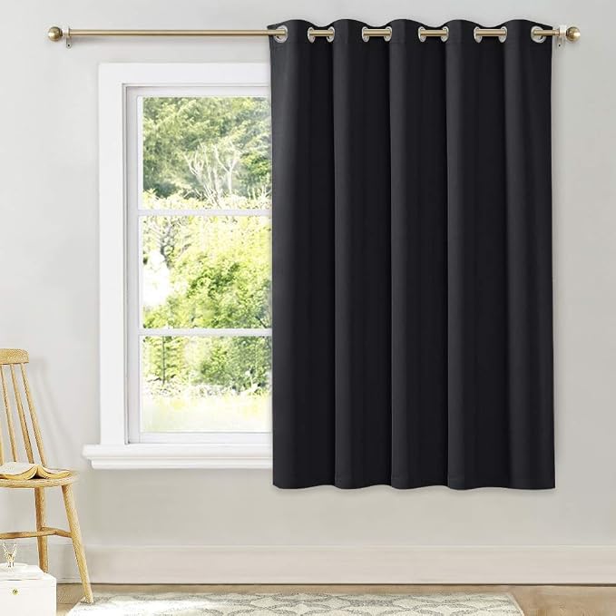 NICETOWN Black Out Curtain for Living Room - Easy Care Solid Thermal Insulated Grommet Blackout Panel/Drape for Bedroom Window (1 Panel, 70 inches Wide by 63 inches Long)