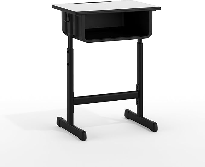 Flash Furniture Billie Student Desks with Grey Tops and Adjustable Height Black Pedestal Frames, Set of 10