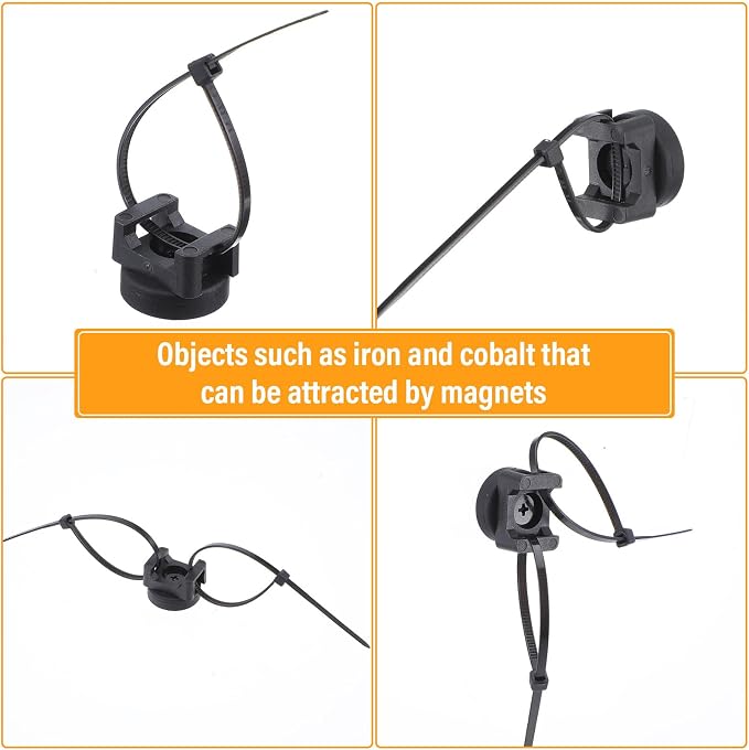 112 Pieces Magnetic Cable Zip Tie Mounts, 12 Pcs Magnets with 100 Pcs Cable Zip Ties, Multipurpose Magnetic Cables Holder for Cables Management, Wire Management Bases