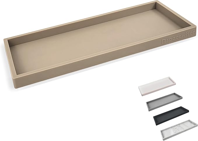 Silicone Countertop & Vanity Tray – 11.7” Bathroom Counter Tray | Bathroom Tray, Bathroom Tray Countertop, Tray for Bathroom Counter, Silicone Kitchen Tray for Counter & Countertop Organizer