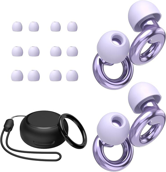 Ear Plugs for Sleeping,2 Pairs of Stylish Reusable Noise Reduction Earplugs with 8 Pairs Tips & case,Hearing Protection Earplugs for Concert,Travel,Work,Live Events - 25dB-30dB