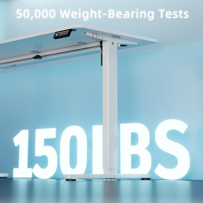 Shintenchi Standing Desk, 48x24 Inch Height Adjustable Electric Sit Stand up Desk, Ergonomic Rising Computer Table, Modern Lift Gaming Desk Workstation for Home Office, White