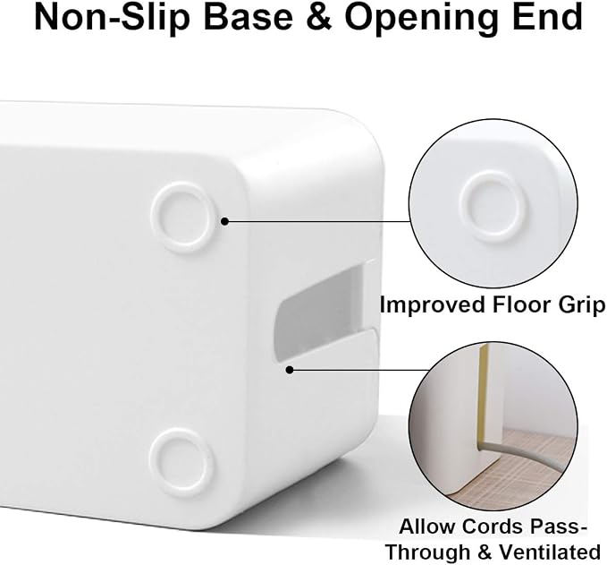DUNCHATY Cable Management Box 3 Pack - Cord Organizer Box for Desk TV Computer - Large Medium Small Power Strip Cover & Wire Hider - Child & Pet Safe ABS Cord Box with Cable Ties - White