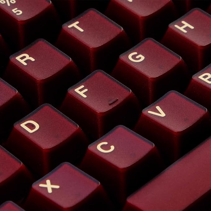 Sumgsn 114 Keys Translucent Red Keycaps Cherry Profile Doubleshot Keycaps Set Fit for 60% 65% 75% Mechanical Keyboard Cherry Mx Switches