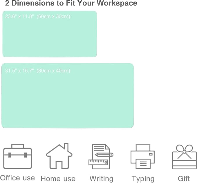 SUJAYU Dual Sided PU Leather Desk Pad, Mouse Pad, Office Desk Mat, Non-Slip Laptop Desk Pad, Waterproof Desk Writing Pad for Office and Home (31.5" x 15.7", Green+Blue)