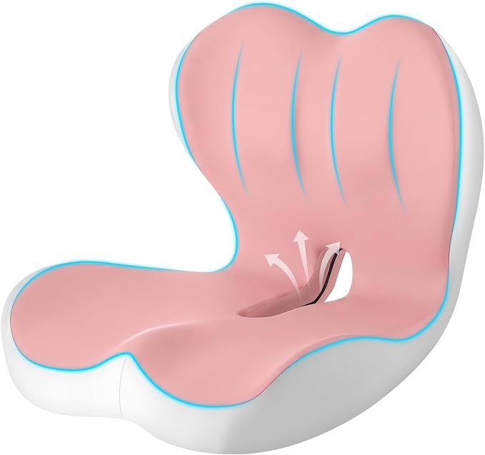 Seat Cushion for Office Chair and Car, Lumbar Support Pillow for Chair | Memory Foam Ergonomic Orthopedic Cushion Relieve Tailbone Sciatica Lower Back Pain for Office Desk Chair, Car, Truck, Pink