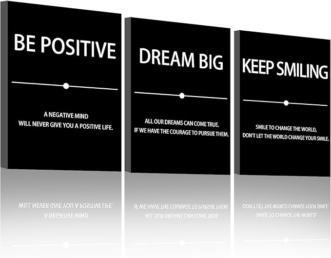 Halioyo Motivational Wall Art, 12 x 16 Inch Inspirational Canvas Wall Art for Office, Positive Affirmations Picture Paintings for Living Room Bedroom Classroom Dorm - 3pieces