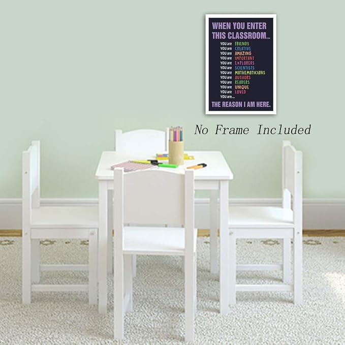 CHDITB Unframed Classroom Art Print Classroom Rules Colorful Learning Lettering Painting, Set of 1（12" x16 ） Inspirational Educational Supplies Canvas Poster for Classroom Kids Room School Decor