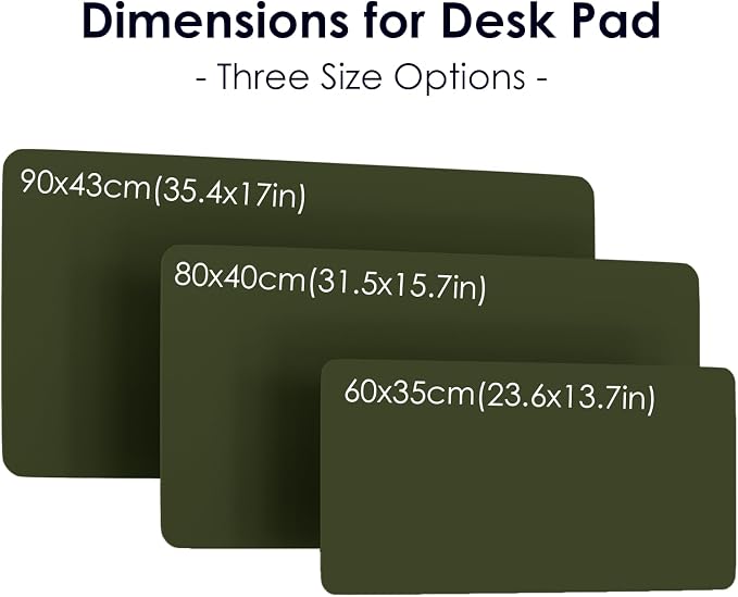 Leather Desk Pad Protector, Waterproof Mouse Pad, PU Desk Mat, Office Desk Cover, Desk Writing Mat for Office/Home/Work/Cubicle (Olive Green) 31.5x15.7 in