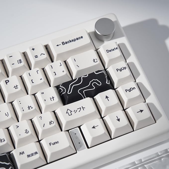 4pcs Keycaps, Black Topographic KeycapsPBT Keycap Cherry Profile Dye-Sublimation Space Bar 6.25U ESC Enter Custom Keycap Set for Mechanical Keyboard Caps Desktop Computer Keyboards