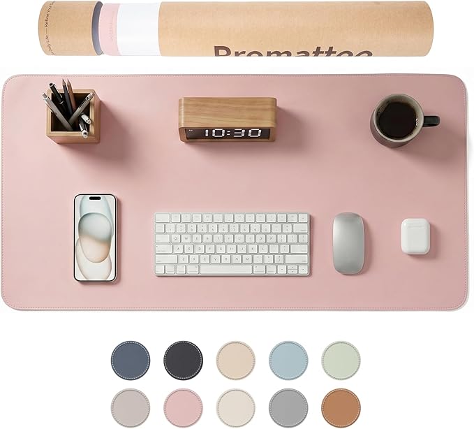 Large Desk Pad Non-Slip Desk Mat Protector for Keyboard Mouse Waterproof Vegan Leather Surface Faux Leather Laptop Mat Smooth Mouse Pad Premium Gift Tube Sakura Pink 23.6" x 13.7"