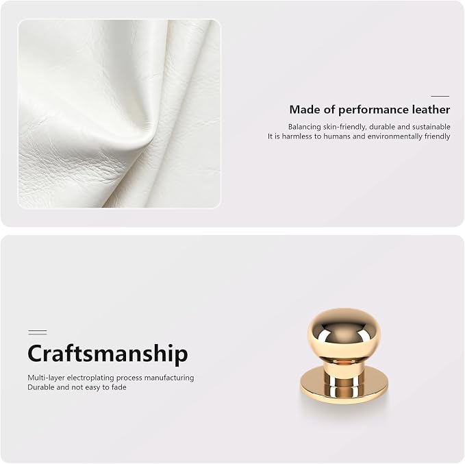 LADSTAG Office Desk Accessories,Beige White Vegan Leather Office Organizer with 1 Drawer & Tray,Pen Holder with Gold-Tone Metal Accents Knob for End Tables,Bedside Table,Bedroom.