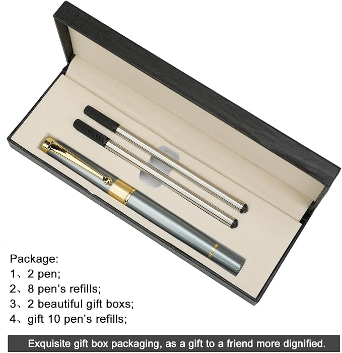 YIVONKA Ballpoint Pen Black Refill,Luxury Ballpoint Line width 0.5mm,Best Ball Pen Gift Set for Men & Women Professional Executive,Office,Nice BallPens Classy Gift Box (2 Blue)