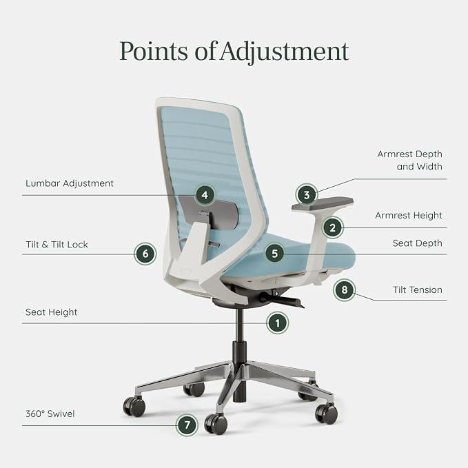 Branch Ergonomic Chair, Versatile Desk Chair with Adjustable Lumbar Support | Breathable Mesh Backrest and Smooth Wheels, Experience Optimal Comfort and Support, Light Blue