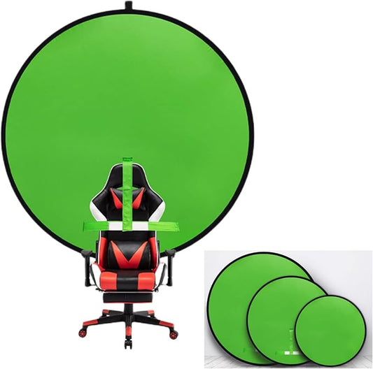 Portable Green Screen Backdrop, Collapsible Webcam Background, Green Screen Chroma Key for Video Chats, Zoom, Online Video Meeting, Photo with Storage Bag (55.1×55.1inch（Circle）)