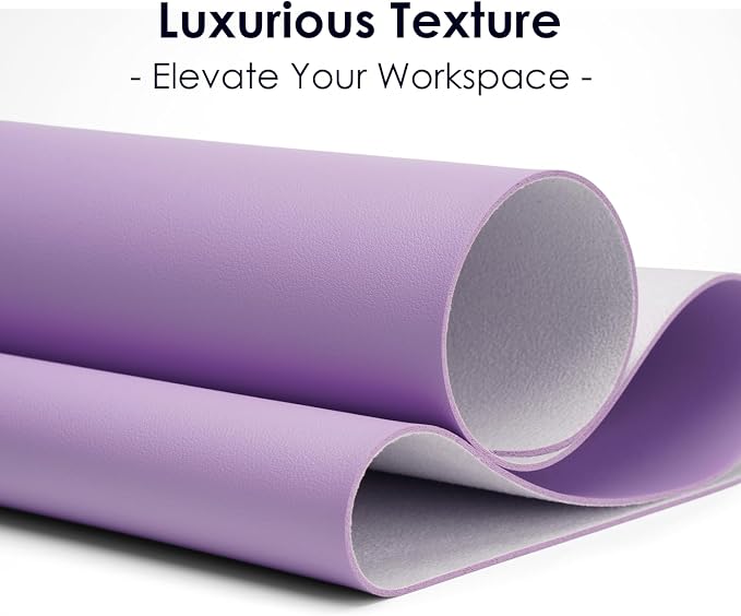 Leather Desk Pad Protector, Waterproof Mouse Pad, PU Desk Mat, Office Desk Cover, Desk Writing Mat for Office/Home/Work/Cubicle (Purple) 35.4x17 in