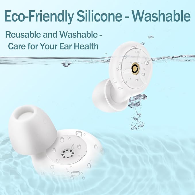 Ear Plugs for Sleeping Noise Cancelling, Dual-Core Filter, Reusable Hearing Protection – Up to 48dB Noise Reduction, Flexible Silicone – Ideal for Sleep, Focus, (White, One Size)