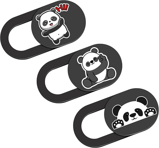 Webcam Cover Slide, Cute Greeting Panda Laptop Camera Cover, Camera Cover Slide Laptop Accessories for Macbook Pro Air iMac Cell Phone iPad iPhone Tablet Echo Chromebook, Guard Your Personal Privacy