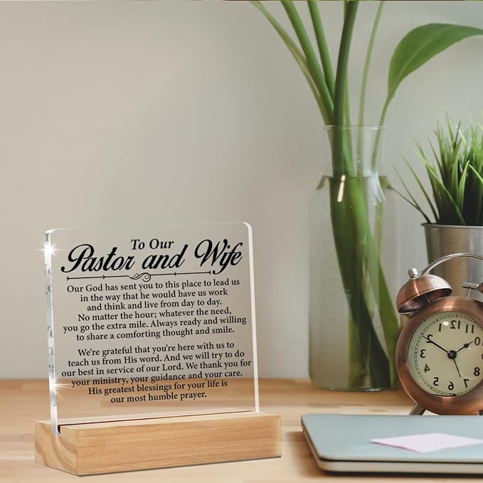 Pastor Wife Appreciation Gifts for Anniversary Desk Decor Sign | Gifts for Pastors, Home Desk Decorative Sign, Clear, Acrylic, 4 x 4 Inches