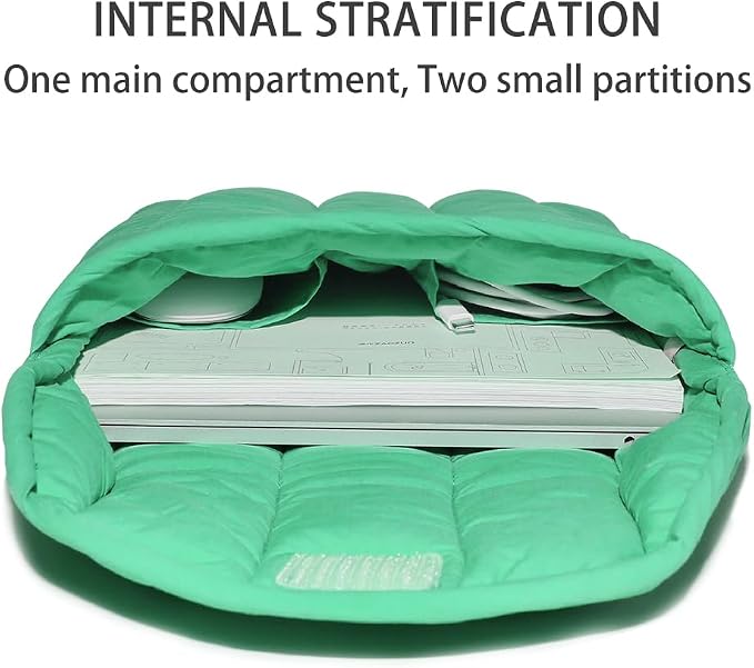 Puffy Laptop Sleeve 13-14 Inch Light Green, Protective Carrying Case for Men and Women, Cute Case Bag Compatible with 13 and 14 Inch Laptops, for MacBook Air M2, Asus/Dell Xps in Cover