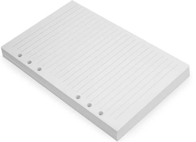 Wanderings A5 6-Ring Binder Planner Inserts - 8.3 x 5.6" - Thick Cream Color Lined 120 GSM Loose Leaf A5 Paper Refills Compatible with Filofax 6 Hole 100 Sheets 200 Lined Pages