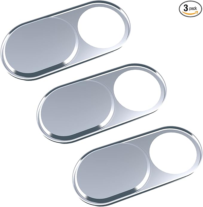 Webcam Cover, Camera Privacy Covers, 0.027 Inch Ultra Thin Camera Cover Slide Laptop Accessories for Laptop, PC, Tablet, iPhone, iPad, Mac, Protect Your Visual Privacy and Security (Silver-3 Pack)