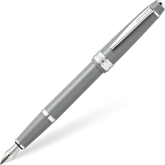 Cross Bailey Light Polished Gray Resin Extra-Fine Nib Fountain Pen - Professional Pen for Effortless Writing - Journaling, Note-Taking & More - Black Ink - Easy Handling - Includes Gift Box
