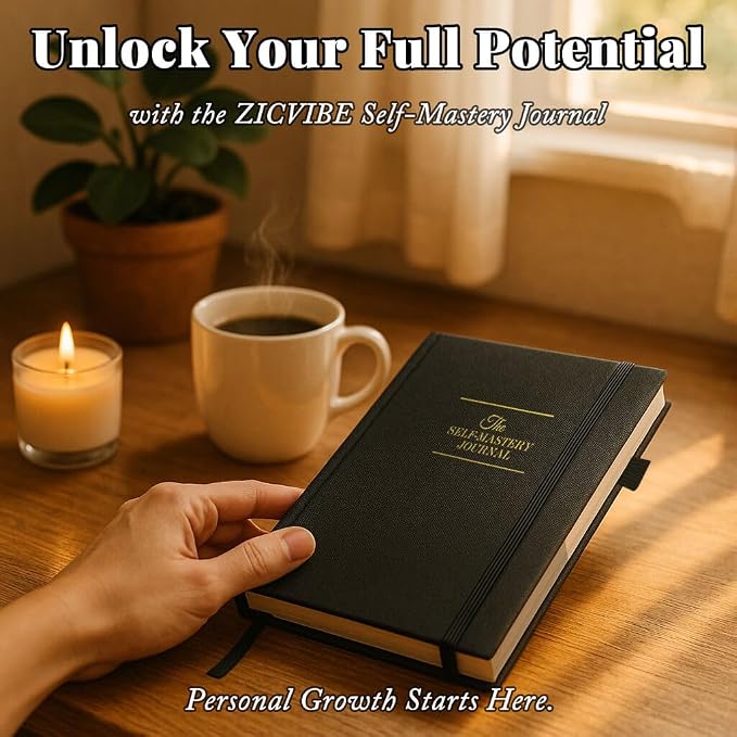 Self-Mastery Journal for Men 2026- Gratitude Journal for Daily Reflection, Mindfulness, and Self-Care - Guided Manifestation Journals - Inspirational Goal Journals with Pen Holder (Black)