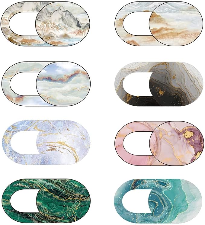 Marble Laptop Camera Cover Slide Cute 8 Pack, Webcam Cover Slide Phone Camera Cover, FadyRaye Ultra-Thin Computer Camera Cover Slide Blocker Fits Cell Phone Laptop, Desktop PC, Tablet