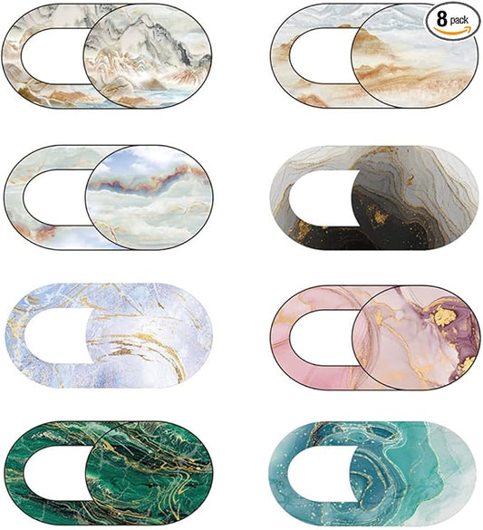 Marble Laptop Camera Cover Slide Cute 8 Pack, Webcam Cover Slide Phone Camera Cover, FadyRaye Ultra-Thin Computer Camera Cover Slide Blocker Fits Cell Phone Laptop, Desktop PC, Tablet