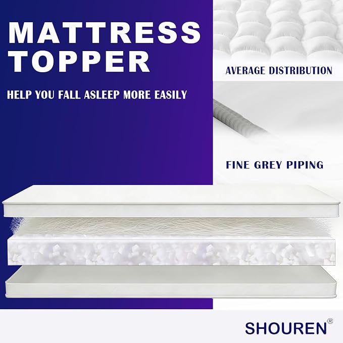 Memory Foam Mattress Topper Full, 1700 GSM Gel Foam for Back Pain Relief
