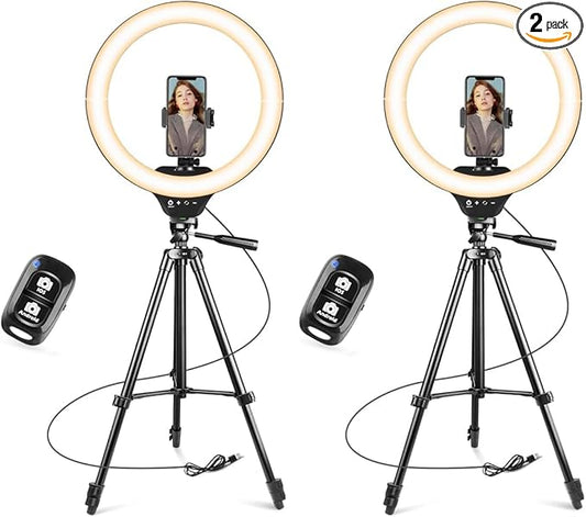Sensyne 14" Ring Light with Tripod Stand, LED Circle Light with Phone Holder, for Photo Selfie, Video Recording, Zoom Meeting (Pack of 2)