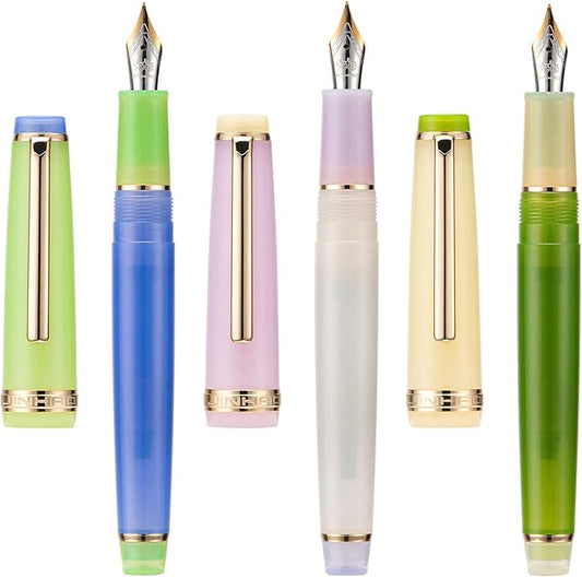 3 Jinhao 82 Fountain Pen Transparent Mixed Morandi Color Acrylic Extra Fine Point Gold Trim with Converter Set
