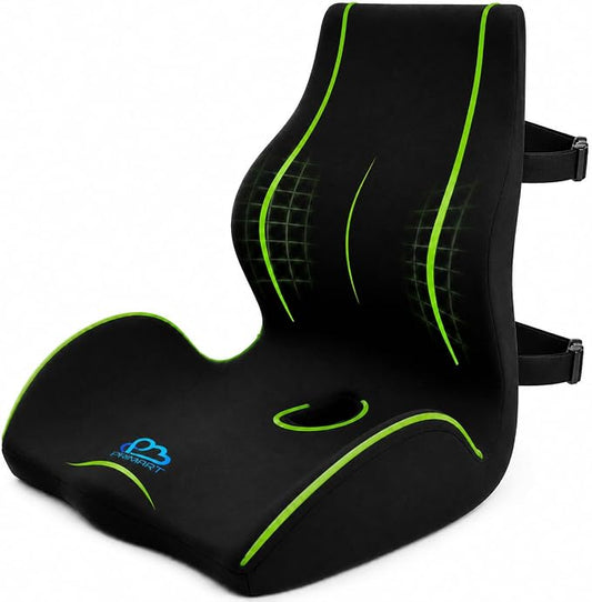 Ergonomic Memory Foam Seat Cushion for Office Chair, Car Seat, Dining, Gaming Chair & Wheelchair, Full Back & Lumbar Support Pillow One Piece, Back Pain Relief, Coccyx, Tailbone & Sciatica Pain Relief