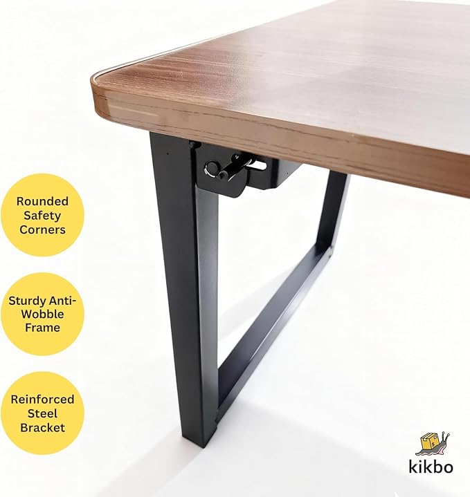 Foldable Floor Desk for Small Spaces, 19.7" Low Sitting Table with Steel Legs, Portable Laptop & Study Table for Bedroom, Dorm, or Coffee Use